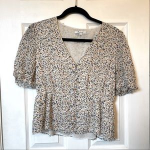 Madewell Silk Peplum Floral Blouse